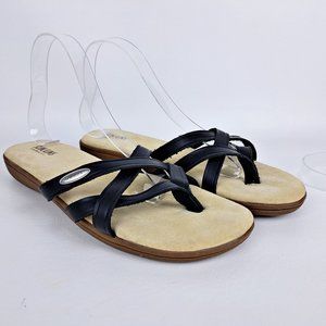 Bass Sunjuns Sharon Womens Leather Sandals Sz 11 Black